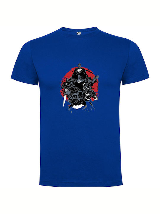 iLovePrints Dc Superhero Squad Showdown T-shirt Blue Cotton