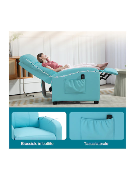 Relaxsessel Friseurwaschbecken mit Fußhocker aus Kunstleder Blue 68x88x98cm
