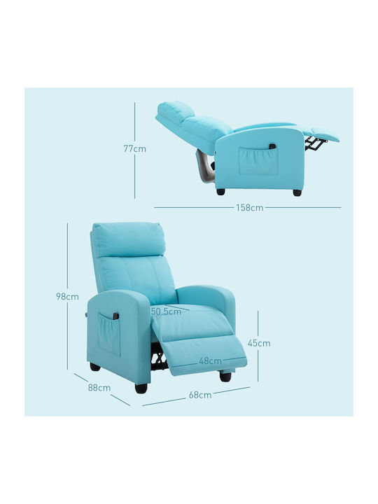 Relaxsessel Friseurwaschbecken mit Fußhocker aus Kunstleder Blue 68x88x98cm
