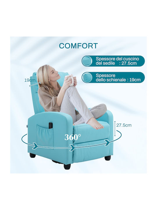 Relaxsessel Friseurwaschbecken mit Fußhocker aus Kunstleder Blue 68x88x98cm