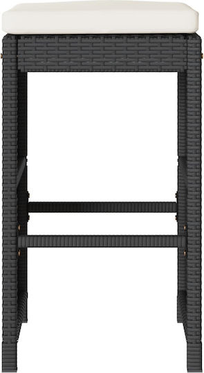 Scaun Rafturi și dulapuri pentru vin de Grădină Rattan cu pernă Negru 2buc 40x40x76cm