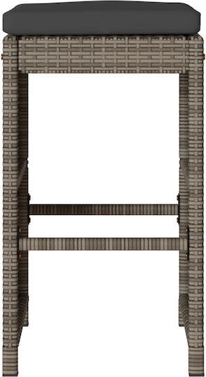 Табуретка Бар За външна употреба Ратан С възглавница Сив 4бр 40x40x76см
