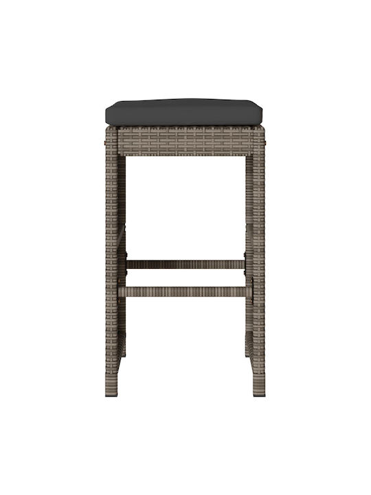 Hocker für Bar Für den Außenbereich Rattan mit Kissen Gray 2Stück 40x40x76cm