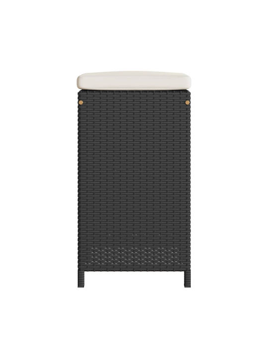 Scaun Rafturi și dulapuri pentru vin de Grădină Rattan cu pernă Negru 2buc 40x40x76cm