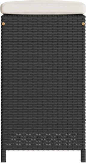 Scaun Rafturi și dulapuri pentru vin de Grădină Rattan cu pernă Negru 2buc 40x40x76cm