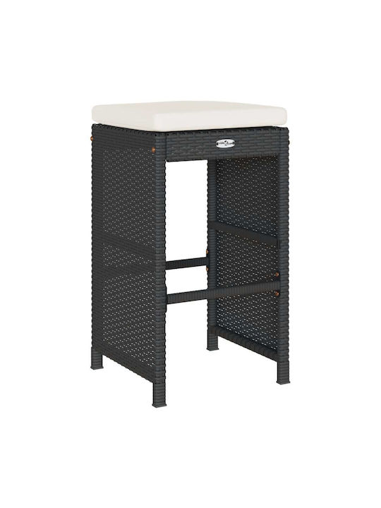 Scaun Rafturi și dulapuri pentru vin de Grădină Rattan cu pernă Negru 2buc 40x40x76cm