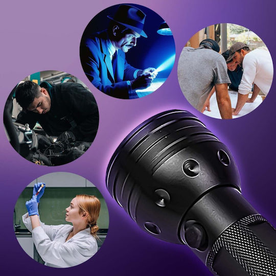 LED UV Taschenlampe Zola Wasserdicht Aluminium 51 LEDs Länge 15 cm Schwarz