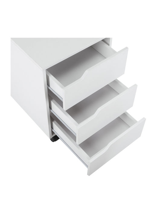 Schublade Büro aus MDF & Metall mit Rollen White 40x50x57.5cm
