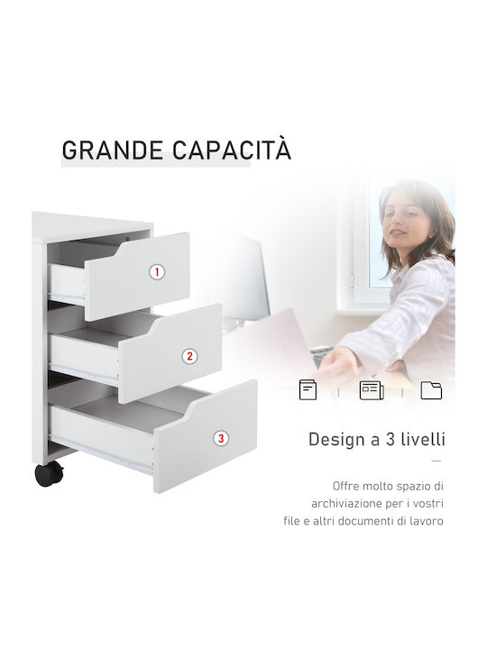 Schublade Büro aus MDF & Metall mit Rollen White 40x50x57.5cm