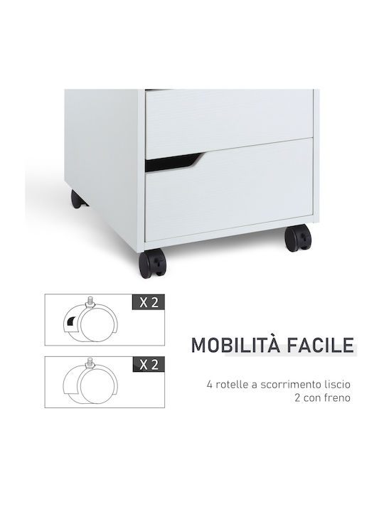 Schublade Büro aus MDF & Metall mit Rollen White 40x50x57.5cm
