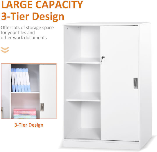 Kabinett Büro mit Schloss White 836-186WT 80x40x120cm