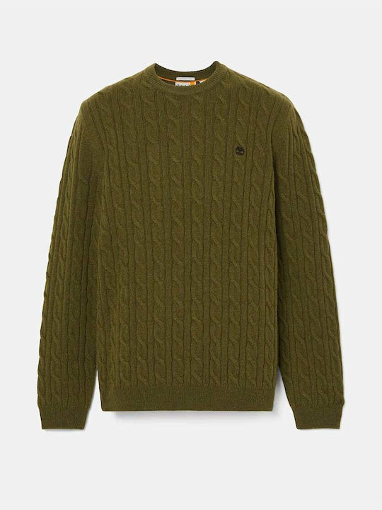 Timberland Brook Cable Crew Neck Мъжко Пуловер Тъмна маслина