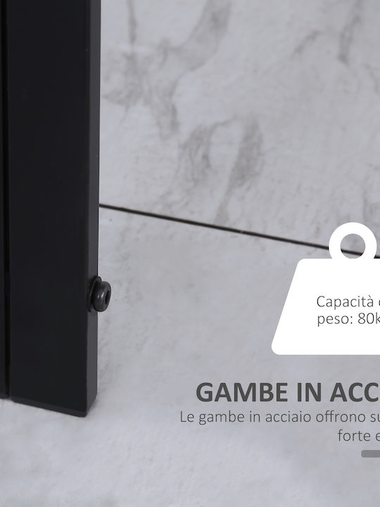 Table Kitchen with Glass Surface Black Velvet-Black Metal 120x60x75cm
