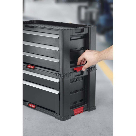 Keter Metallic Tool Carrier with Toolbox and Cabinet W56.2xD28.9xH26.2cm