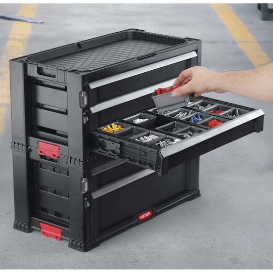 Keter Metallic Tool Carrier with Toolbox and Cabinet W56.2xD28.9xH26.2cm