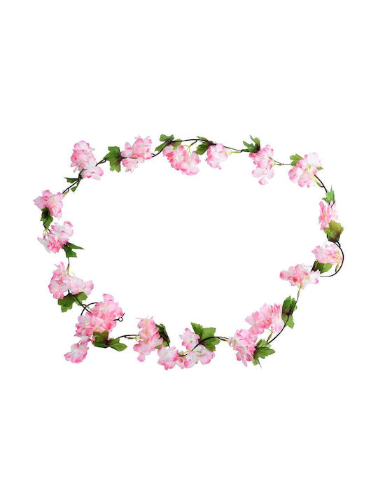 Globostar 78100 Artificial Hanging Plant Decorative Flower Garland 18 Pink White Cherry Blossoms & Green Foliage M20 X H220 X W20cm