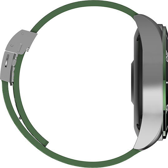 Forever Icon AW-100 42mm Smartwatch cu Pulsometru (Green / Silver Mesh)