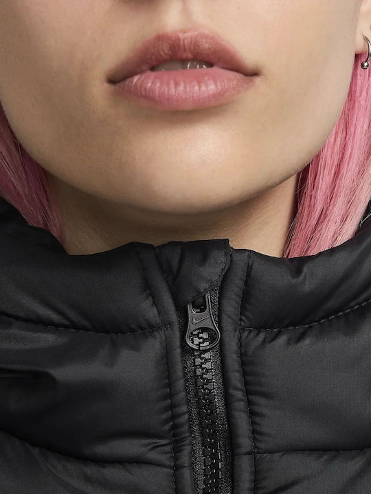 Sportswear Classic Kurzes Damen Puffer Jacke Wasserdicht Für Winter Schwarz