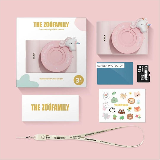 The Zoofamily Urban Zoo Unicorn Compact Camera 48MP Pink