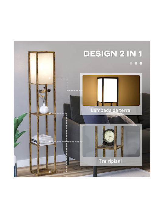 HomCom Lampa de podea Î160xL26cm. cu Soclu pentru Bec E27 Maro