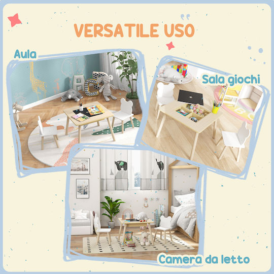 Kinder Tischset mit Stühlen Weiß 312-119V80ND Aiyaplay