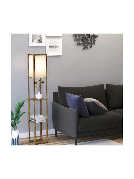 HomCom Lampa de podea Î160xL26cm. cu Soclu pentru Bec E27 Maro