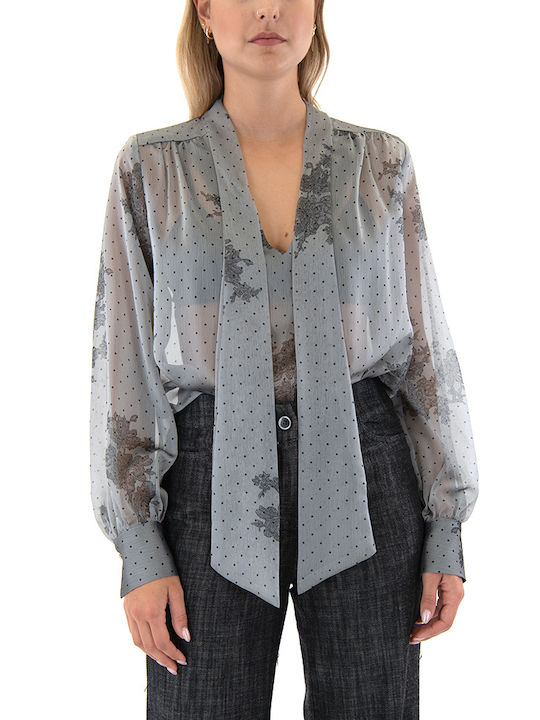 Twenty 29 Blouse Women Twenty-29 Дамска Блуза Дълъг ръкав с V Обло Деколте Grey-black