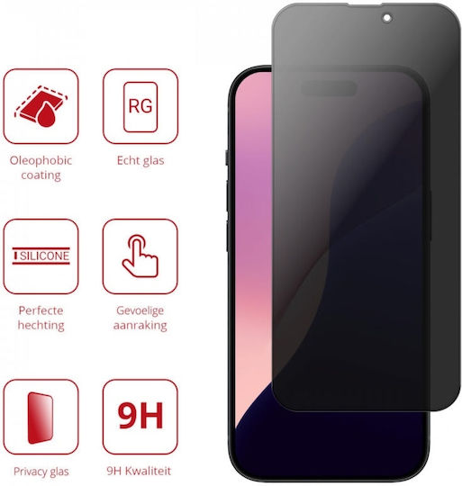 Rosso 2.5D Privacy Tempered Glass Black (iPhone 16 Pro)