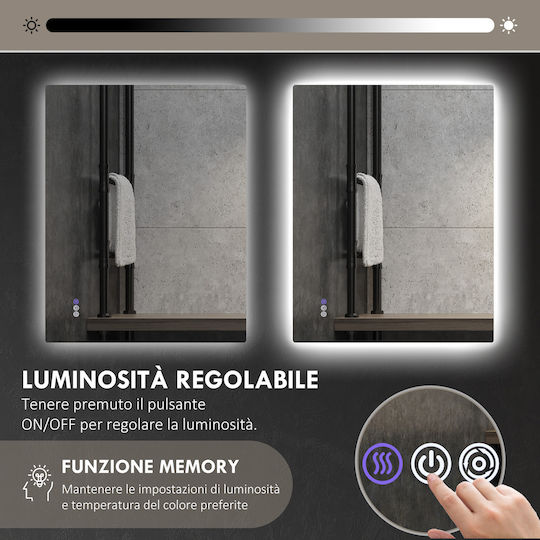HomCom 834-699V00CR Καθρέπτης Led από Μέταλλο 80x60cm Λευκός HomCom 834-699V00CR Καθρέπτης Led από Μέταλλο 80x60cm Λευκός