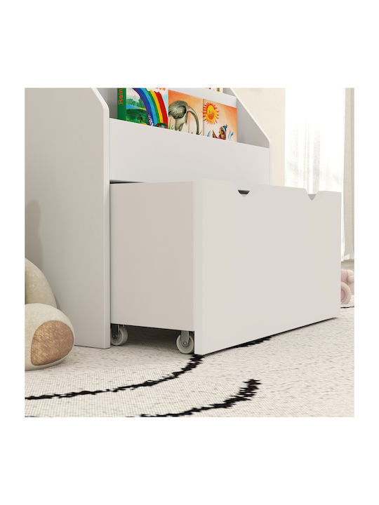 Kids Wooden Bookcase White 62.5x30x70cm