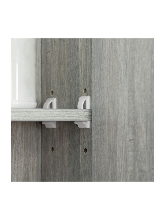 Kleankin Badezimmerspiegel aus MDF mit Regal & Schrank 90x15cm Gray