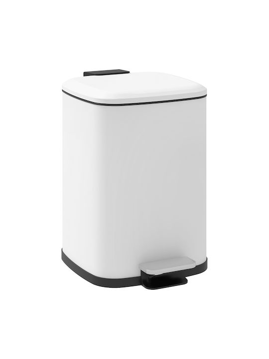 HomCom Waste Bin Waste Metallic with Pedal White 12lt 1pcs