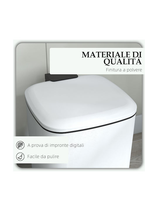 HomCom Waste Bin Waste Metallic with Pedal White 12lt 1pcs