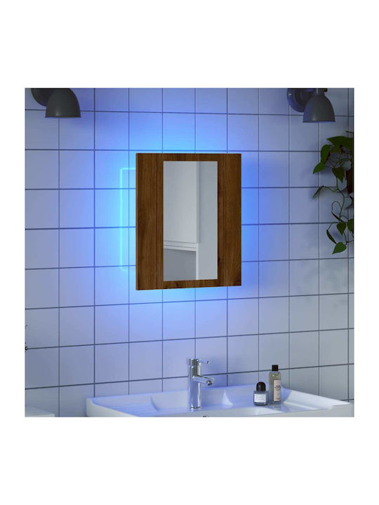 vidaXL Oglindă de Baie Lumini LED din Plastic cu Dulap 40x12cm Maro