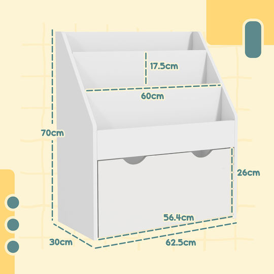 Bücherregal Boden Weiß 62.5x30x70cm