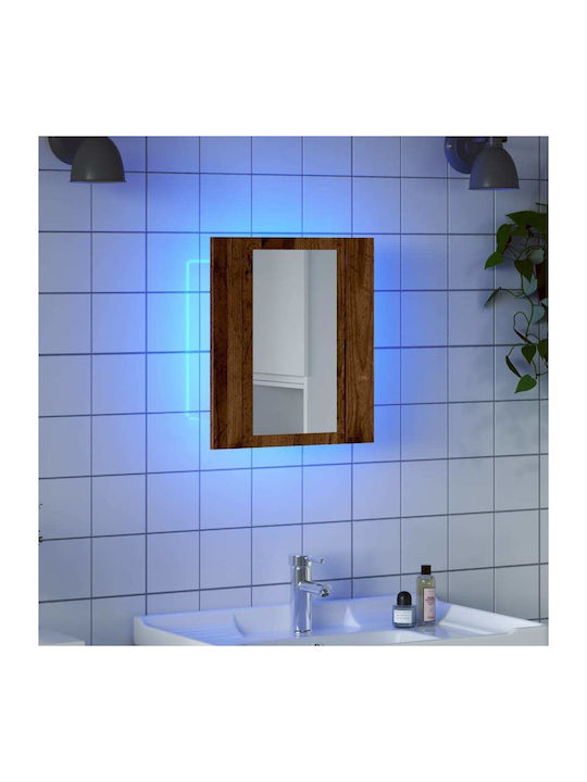 vidaXL Oglindă de Baie Lumini LED din Plastic cu Dulap 40x12cm Maro