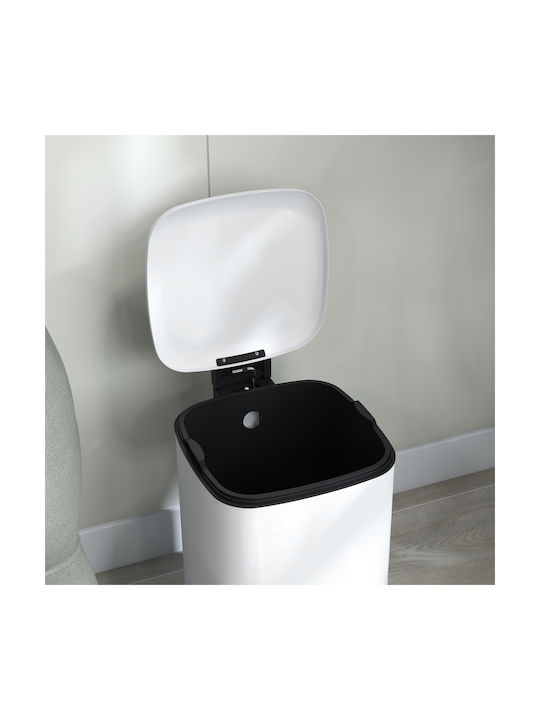 HomCom Waste Bin Waste Metallic with Pedal White 12lt 1pcs