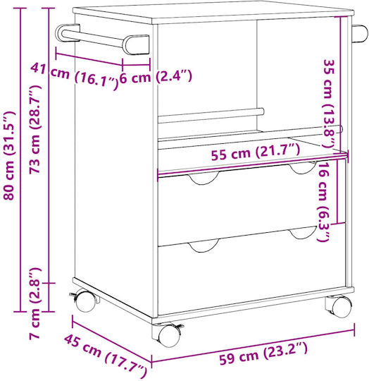 Floor Cabinet Brown 59x45x80cm