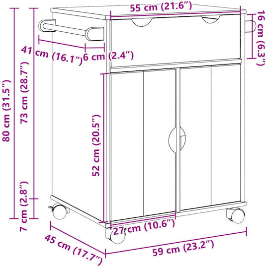 Floor Cabinet Brown 59x45cm