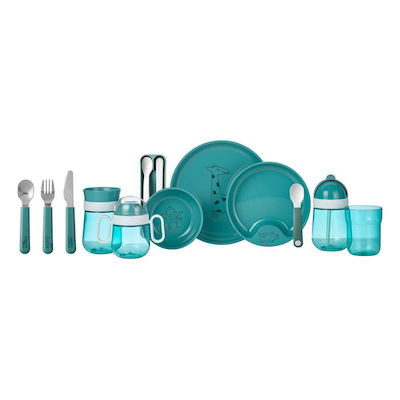 Mepal Set Tacâmuri pentru bebeluși din Metal pentru 12+ luni Deep Turquoise 3buc