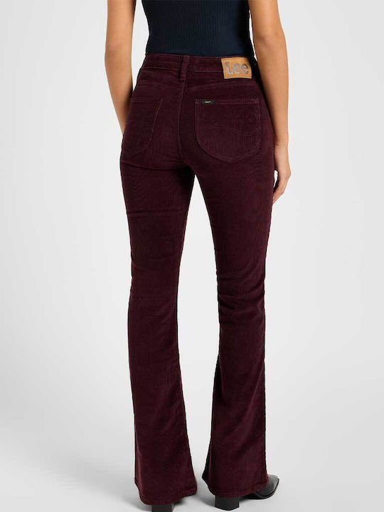 Lee Women's Fabric Trousers Flare Bordo