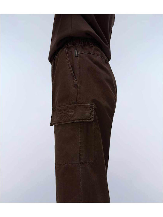 Women's Fabric Cargo Trousers Brown