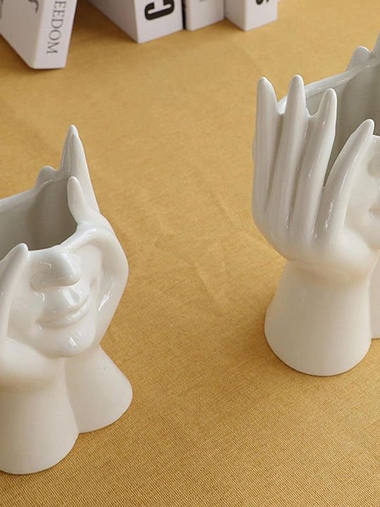 Ceramic Flower Pot Zola Thinking Woman's Face 18 X 16 X 10 Cm