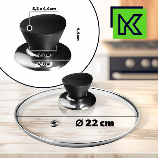 Kadax Καπάκι για Τηγάνι και Κατσαρόλα Γυάλινο 22cm 30774