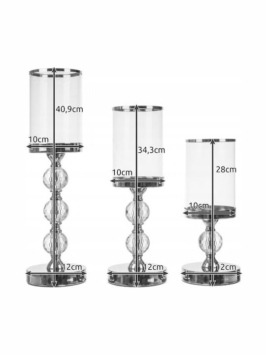 Kerzenhalter Zola Spiegel-Einsätze Verschiedene Größen 28 34,3 40,9 cm Metall Glas Kunststoff