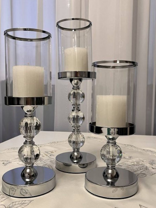 Kerzenhalter Zola Spiegel-Einsätze Verschiedene Größen 28 34,3 40,9 cm Metall Glas Kunststoff