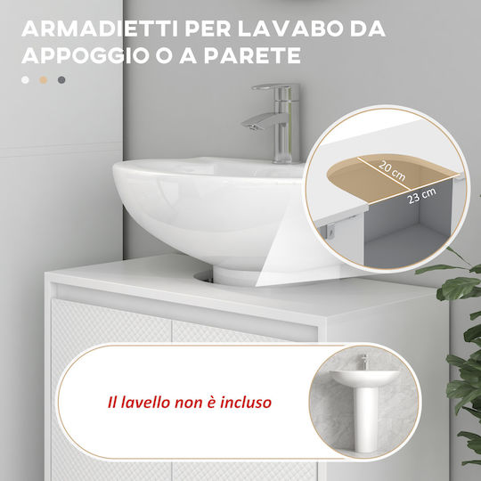 HomCom Πάγκος με Νιπτήρα Μ60xΒ60xΥ30cm Λευκό