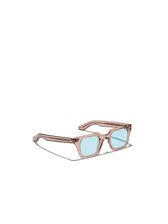 Moscot Grober Sunglasses with Brown Plastic Frame and Light Blue Lens