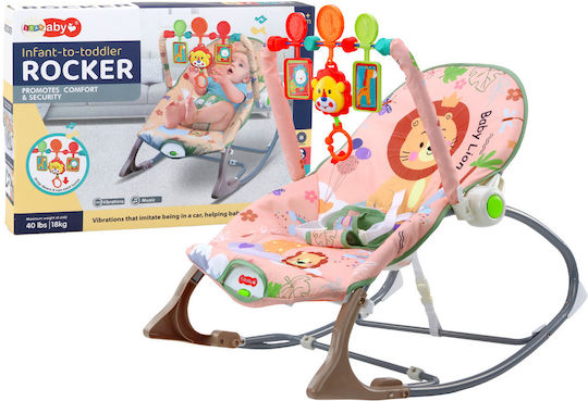 Lean Toys Ηλεκτρικό Relax Μωρού Lion με Μουσική και Δόνηση Ροζ