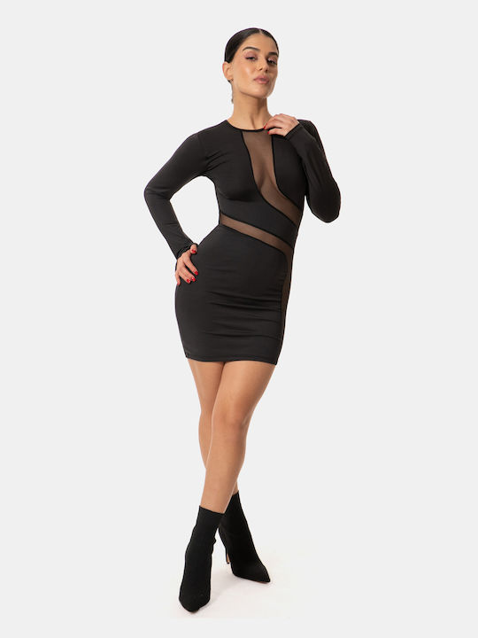 Dress with See-Through Details Black